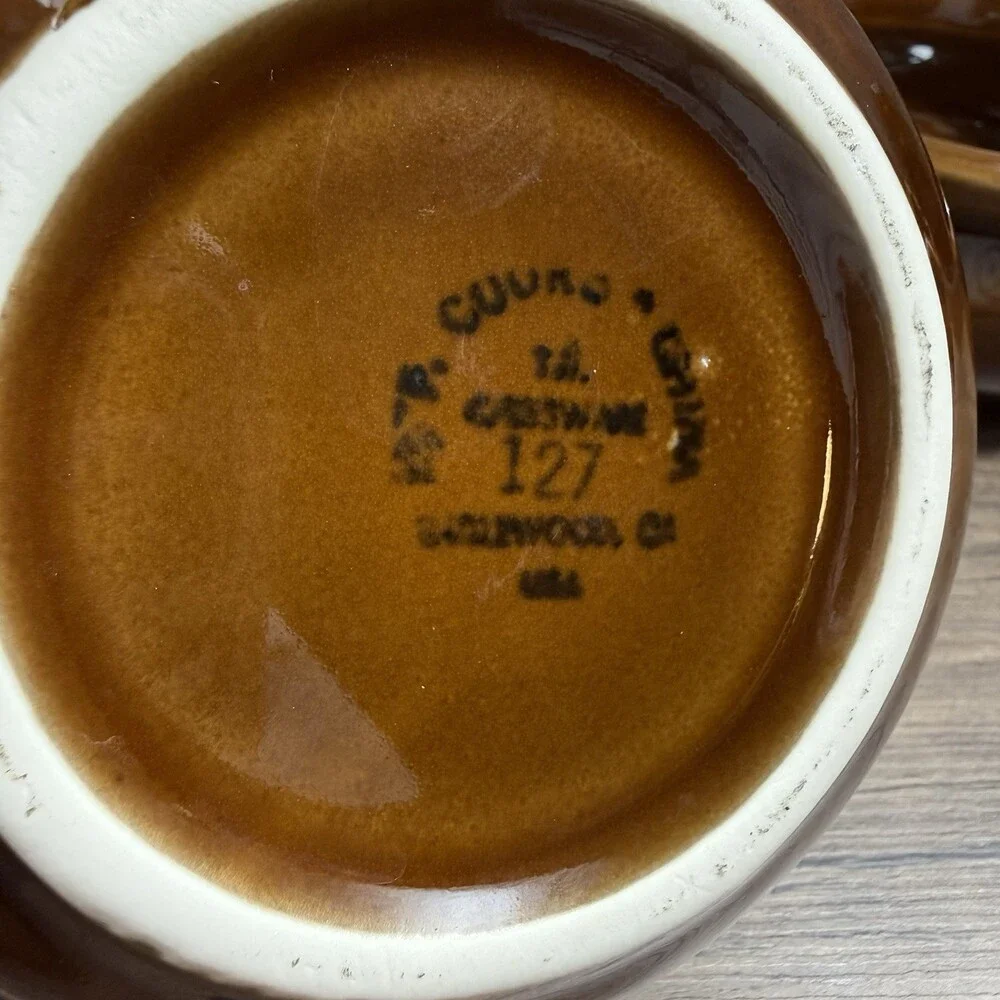 HF Coors China Co CHEFSWARE French Onion Soup Bowl Restaurant Ware Brown Heavy